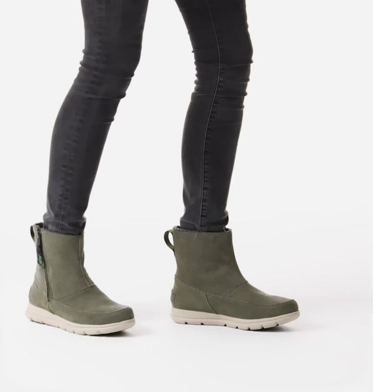 Botas Nieve Sorel Mujer - ™ Explorer Zip Bajas Verde Oscuro - 17549-DJEK